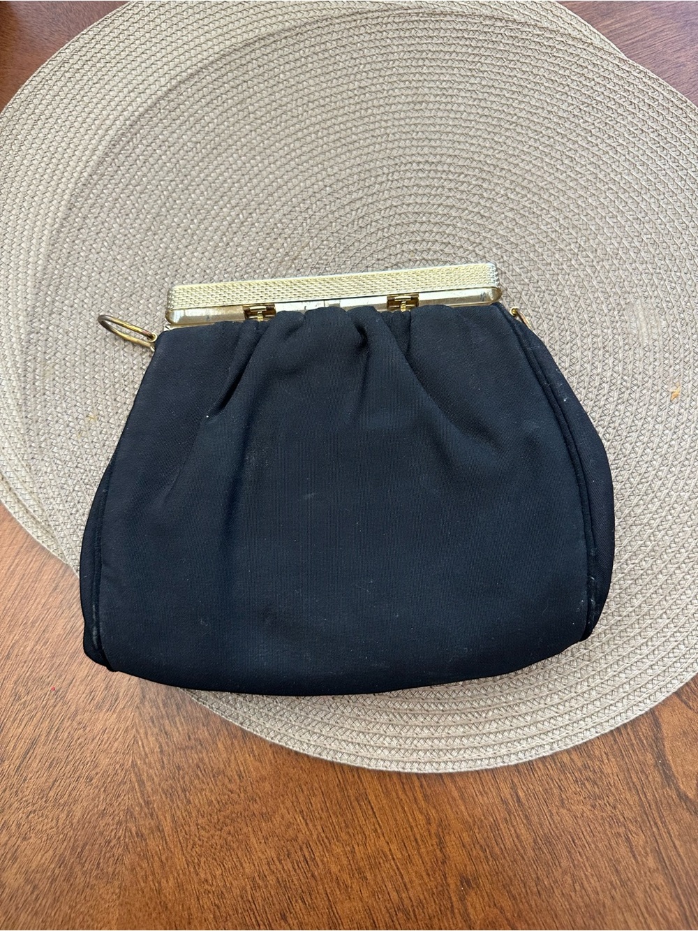 Black Vintage-Inspired Kiss-Lock Clasp Women's Evening Bag and coin purse